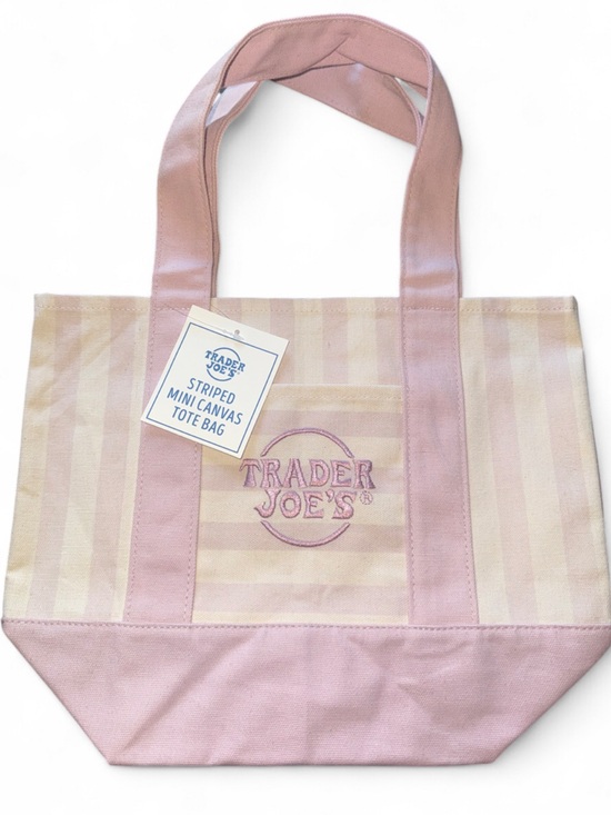 Trader Joe'S Handbags - Trader Joe’s Pink Striped Canvas Tote Bag